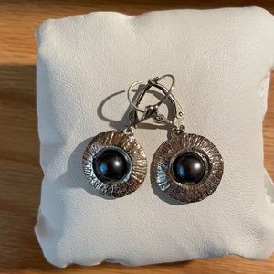 PZ Israel Sterling 925 Grey Pearl Drop Earrings